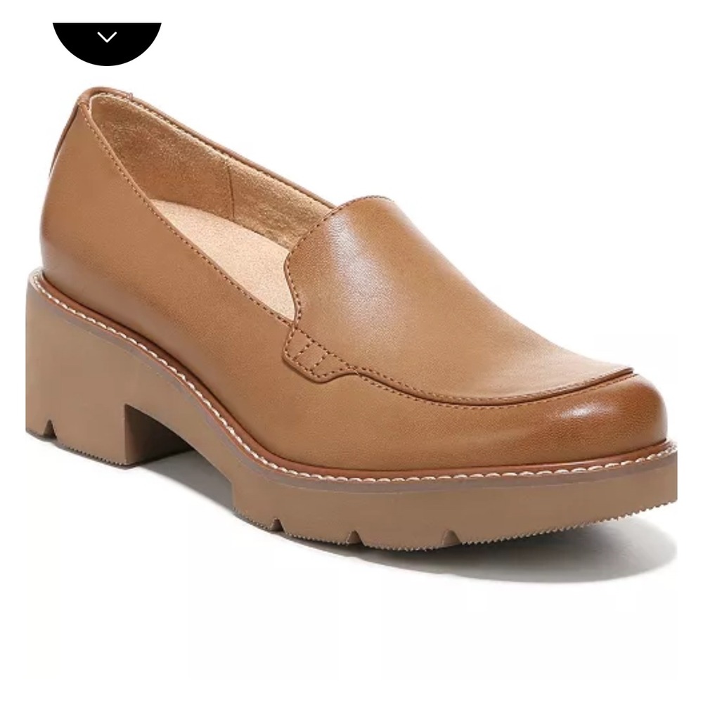 Naturalizer Cabaret Lug Sole Loafer 10W Faux Leather Brown Chunky Platform Comfy